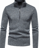Bjarne | Herren Strickpullover mit Reißverschluss und Stehkragen in Dunkelgrau