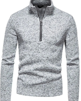 Bjarne | Herren Strickpullover mit Reißverschluss und Stehkragen in Hellgrau