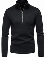 Bjarne | Herren Strickpullover mit Reißverschluss und Stehkragen in Schwarz