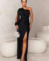 Jocelyn | Einschulter Transparent Abendkleid in Schwarz