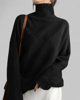 Susanne | Rollkragen Locker Geschnittener Pullover für Damen in Schwarz