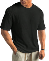 Herren Texturierte Rundhalsausschnitt T-Shirt in Schwarz