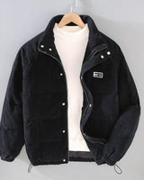 Asshh | Wattierte Jacke aus Cord in Tiefschwarz