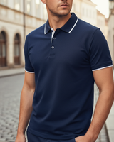 Lennart | Herren Kurzarm Poloshirt Regular Fit in Navy-Weiß