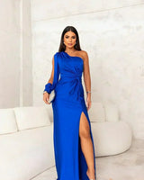 Jocelyn | Einschulter Transparent Abendkleid in Blau