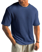 Herren Texturierte Rundhalsausschnitt T-Shirt in Blau
