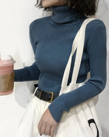 Damen Slim Fit Rollkragenpullover in Blau