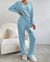 Damen Pullover Set mit weiter Hose Annabelle in Blau