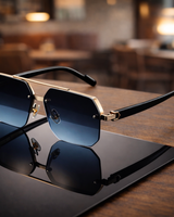 NoirEdge – Klassische Halbrahmen-Sonnenbrille in Blau