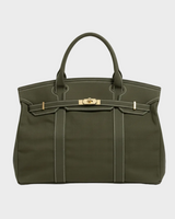 Boatkin Damen Tote Bag aus Canvas mit strukturierter Optik in Olivgrün