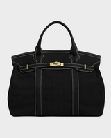 Boatkin Damen Tote Bag aus Canvas mit strukturierter Optik in Schwarz