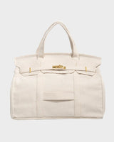 Boatkin Damen Tote Bag aus Canvas mit strukturierter Optik in Weiß