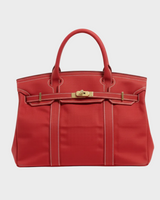 Boatkin Damen Tote Bag aus Canvas mit strukturierter Optik in Weinrot