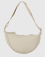 Damen-Umhängetasche aus Nylon in Halbmondform mit verstellbarem Riemen – Apolline in Beige