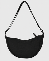 Damen-Umhängetasche aus Nylon in Halbmondform mit verstellbarem Riemen – Apolline in Schwarz