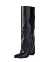 Hohe Damenstiefel mit breitem Schaft und Blockabsatz – Yvette in Schwarz