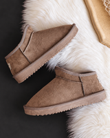 Flache Winterstiefeletten in Wildlederoptik – Nolia in Kaffee