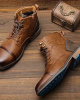 Aiden | Schnürung Vintage-Stil Stiefel in Braun