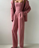 Brianna | Damen Dreiteiler Hosenanzug Set in Rosa
