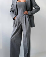 Brianna | Damen Dreiteiler Hosenanzug Set in Grau