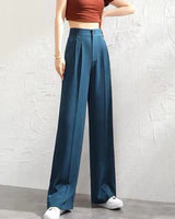 Brigid | Damen Weite Hose Hohe Taille in Blau