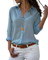 Brigitta | Damen Langarm Hemdbluse in Hellblau