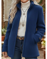 Brigitte | Damen Fleece Winterjacke mit Reißverschluss in Blau