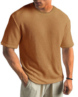 Herren Texturierte Rundhalsausschnitt T-Shirt in Braun