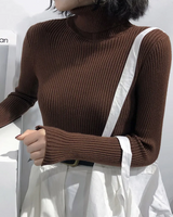 Damen Slim Fit Rollkragenpullover in Braun