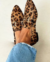Brunhild | Damen Leopardenmuster Loafer mit Metalldetail in Braun
