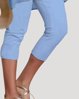 Brunhilde | Damen Capri Leggings 3/4 Länge in Blau