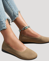 Brunhilde | Damen Gestrickte Slip-On Ballerinas in Khaki