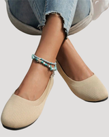 Brunhilde | Damen Gestrickte Slip-On Ballerinas in Beige