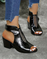 Vasilisa - Peep-Toe-Sandalen mit Blockabsatz in Schwarz