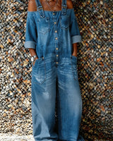 Bo | Denim Overall Jumpsuit mit Schulterriemen in Blau