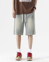 Gewaschene Denim-Shorts für Männer mit Baggy-Style - Matias in Grau