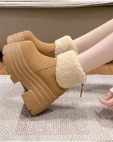 Damen Plateau-Stiefeletten mit Steppmuster - Svea in Khaki