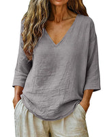 Rhianna - Elegante Bluse mit V-Ausschnitt in Grau