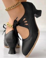 Zydrune - Vintage Leder Pumps Mit Hohem Absatz in Schwarz