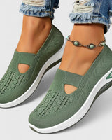 Regine | Damen Slip-On Atmungsaktive Mesh-Walking-Sneaker in Grün