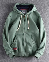 Max | Herren Zip-Hoodie Fleece Kapuzenpullover Casual in Grün