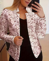 Tifany – Langärmeliger Blazer mit Blumenmuster in Rosa