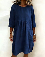 Maleesha - Stilvolles Kleid Mit Weiten Ärmeln in Marineblau