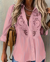 Jorunn - Bestickte, Langärmlige Bluse Mit Ausschnitte in Rosa