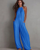 Rosira - Strukturierter Leinen-Jumpsuit in Blau