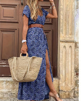 Sadera  | Blumiges Maxikleid für Frauen in Blau