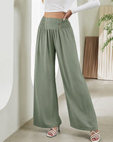 Deirdre -  Elastische Hose mit hoher Taille in Grau Grün