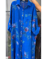 Jovie - Premium-Hemdblusenkleid aus Leinen in Blau