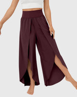 Magdalena | Damen Weit geschnittene Boho-Hose mit Schlitzdesign in Braun