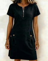Dariae - A-Linien-Kleid aus Leinenmix in Schwarz